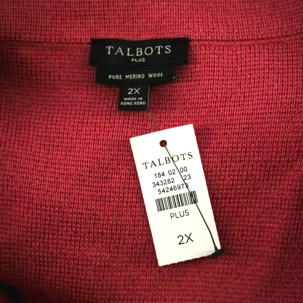 Talbots Plus Size 2X Pink Collared Button Merino … - image 5